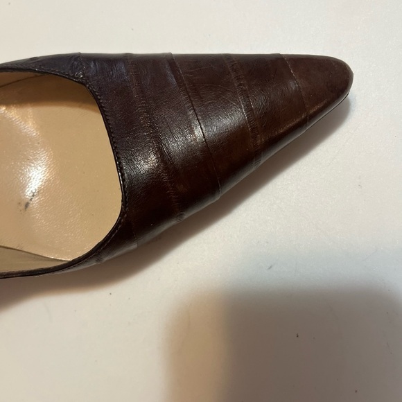 AMPUTEE / SINGLE LEFT SHOE ONLY Manolo Blahnik Brown Leather Sz 39.5 Women 9.5 - Picture 7 of 9